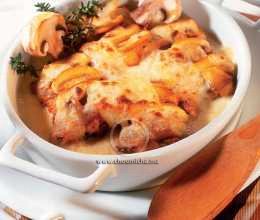 Gratin de poulet aux champignons